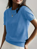 Eleanor | Women's Relaxed-Fit Short-Sleeve Knit Sweater Top with Crew-Neck for Layering