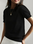 Eleanor | Women's Relaxed-Fit Short-Sleeve Knit Sweater Top with Crew-Neck for Layering