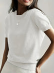 Eleanor | Women's Relaxed-Fit Short-Sleeve Knit Sweater Top with Crew-Neck for Layering