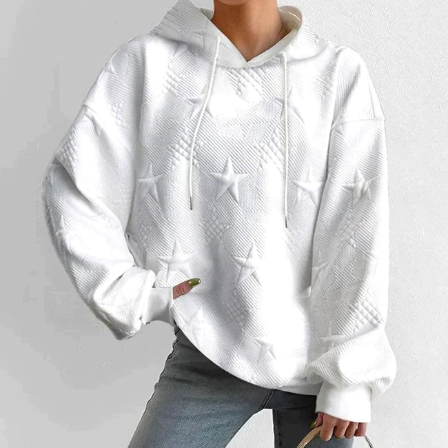 Scarlett | Women's Relaxed-Fit Star-Embossed Drawstring Hoodie Sweatshirt