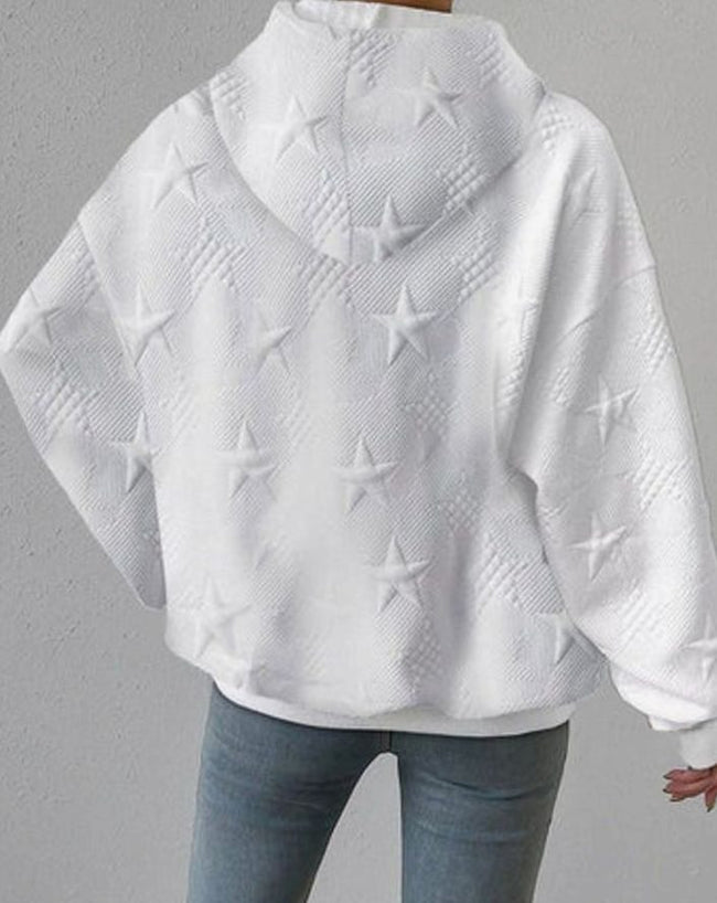 Scarlett | Women's Relaxed-Fit Star-Embossed Drawstring Hoodie Sweatshirt