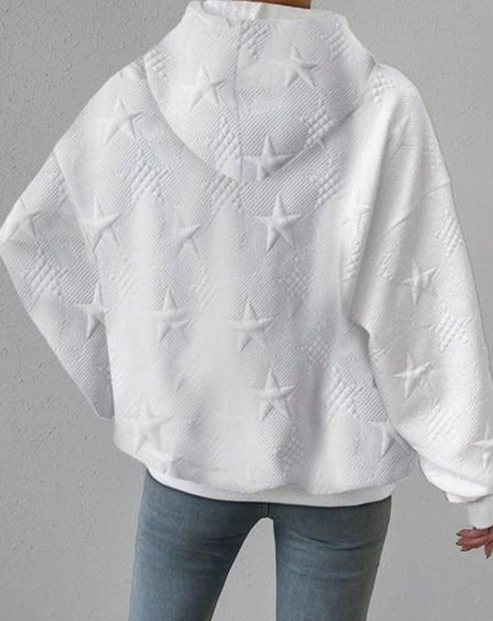 Scarlett | Women's Relaxed-Fit Star-Embossed Drawstring Hoodie Sweatshirt