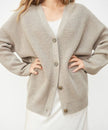 Hazel | Women's Relaxed-Fit V-Neck Button-Up Cashmere Cardigan with Ribbed for Everyday