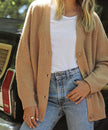 Hazel | Women's Relaxed-Fit V-Neck Button-Up Cashmere Cardigan with Ribbed for Everyday