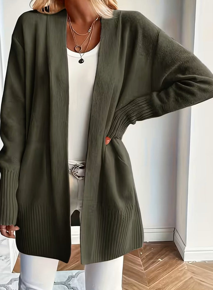 Emma | Women's Ribbed Open-Front Cardigan Knit Sweater with Cozy for Layering