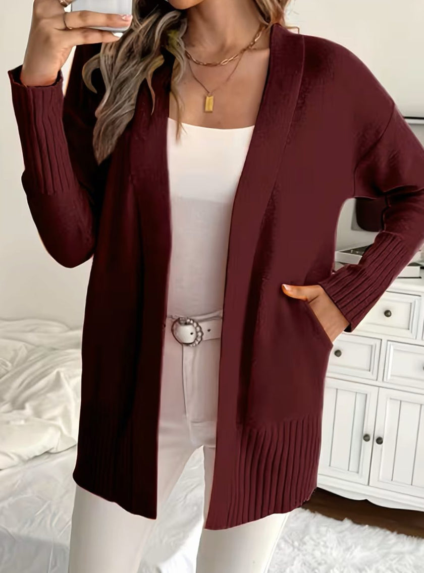 Emma | Women's Ribbed Open-Front Cardigan Knit Sweater with Cozy for Layering