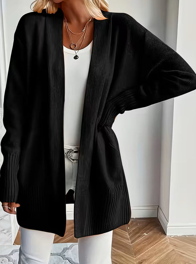 Emma | Women's Longline Ribbed-Knit Open-Front Sweater