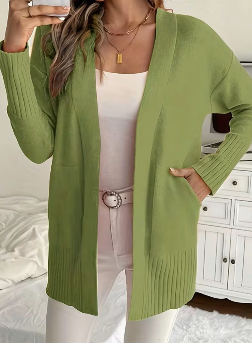 Emma | Women's Ribbed Open-Front Cardigan Knit Sweater with Cozy for Layering