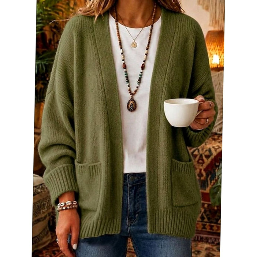 Penelope | Women's Oversized Ribbed V-Neck Open-Front Cardigan Knit Sweater for Layering