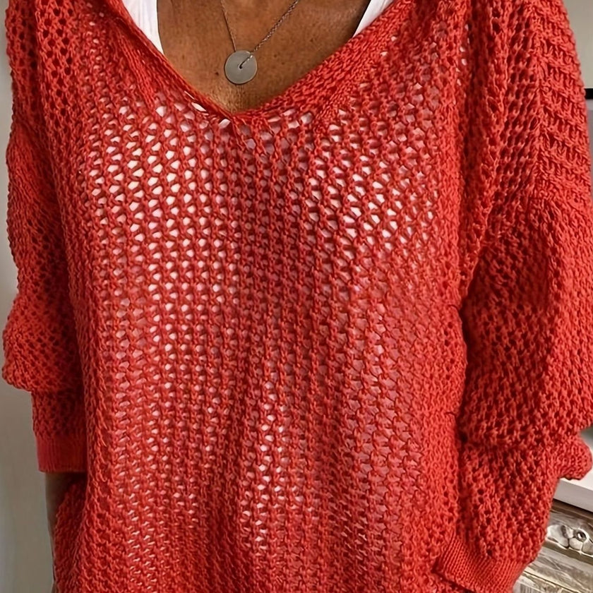 Scarlett | Women's Relaxed Open-Knit Hooded Sweater with Soft Cozy for Layering