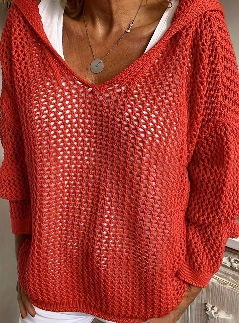 Scarlett | Women's Relaxed Open-Knit Hooded Sweater with Soft Cozy for Layering