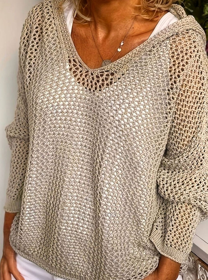Scarlett | Women's Relaxed Open-Knit Hooded Sweater with Soft Cozy for Layering