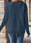 Madison | Women's Relaxed V-Neck Pointelle Knit Long-Sleeve Sweater with Drop-Shoulder for Layering
