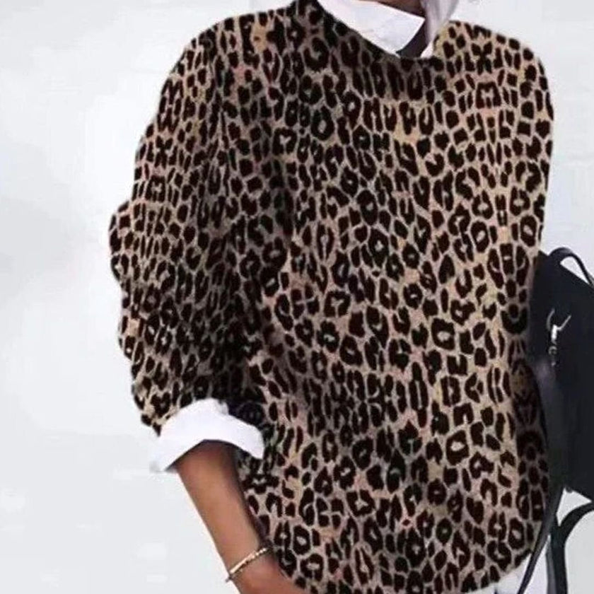 Juna | Women's Retro Floral Long-Sleeve Knit Womens Jumper with Turtleneck for Winter