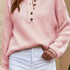 Eleanor | Women's Ribbed Henley Button-Neck Long Sleeve Sweater with Knit for Winter