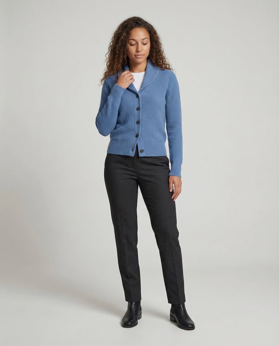 Button Up Cardigan Ribbed Knit Lapel Collar V Neck Cardigan Sweater | Penelope