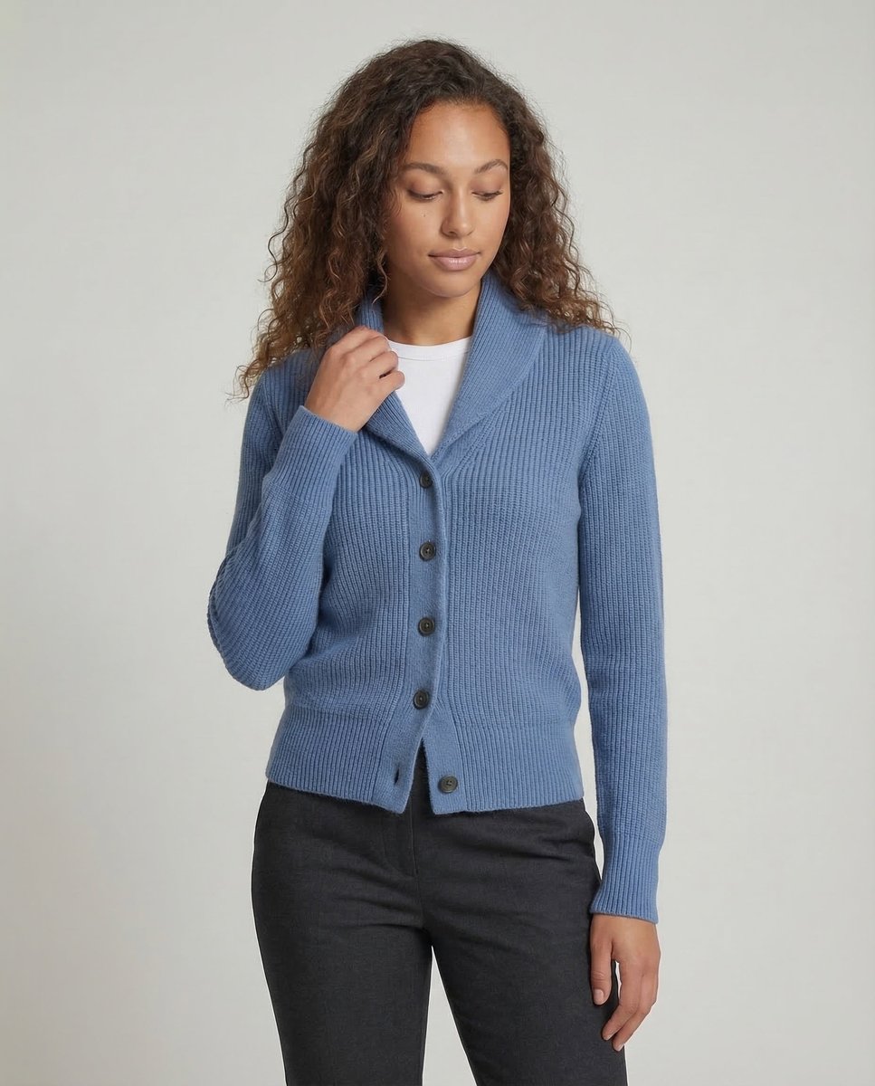 Button Up Cardigan Ribbed Knit Lapel Collar V Neck Cardigan Sweater | Penelope