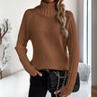 Vic | Women's Ribbed Knit Relaxed-Fit Turtleneck Sweater with Roll-Neck for Layering