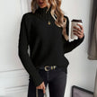 Vic | Women's Ribbed Knit Relaxed-Fit Turtleneck Sweater with Roll-Neck for Layering