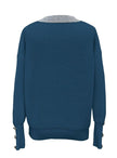 Emma | Women's Ribbed Knit V-Neck Button-Trim Long Sleeve Pullover for Everyday