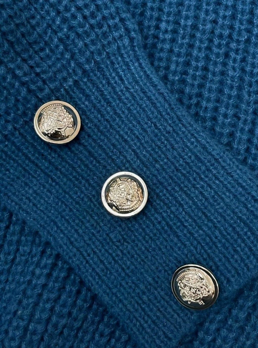 Emma | Women's Ribbed Knit V-Neck Button-Trim Long Sleeve Pullover for Everyday