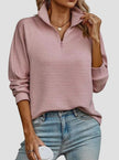 Fleur | Women's Ribbed Quarter-Zip Pullover Sweater with Oversized Long-Sleeve for Autumn