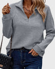 Fleur | Women's Ribbed Quarter-Zip Pullover Sweater with Oversized Long-Sleeve for Autumn