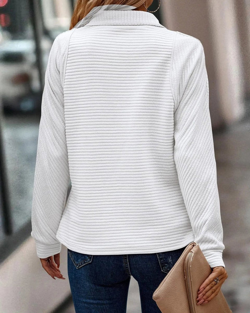Olivia | Women's Ribbed Quarter-Zip Pullover Sweater Stand Collar with Knit for Winter
