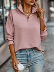 Olivia | Women's Ribbed Quarter-Zip Pullover Sweater Stand Collar with Knit for Winter