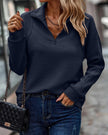 Olivia | Women's Ribbed Quarter-Zip Pullover Sweater Stand Collar with Knit for Winter