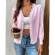 Mia | Women's V-Neck Button-Front Cardigan Knit Sweater with Cozy for Layering