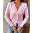 Mia | Women's V-Neck Button-Front Cardigan Knit Sweater with Cozy for Layering