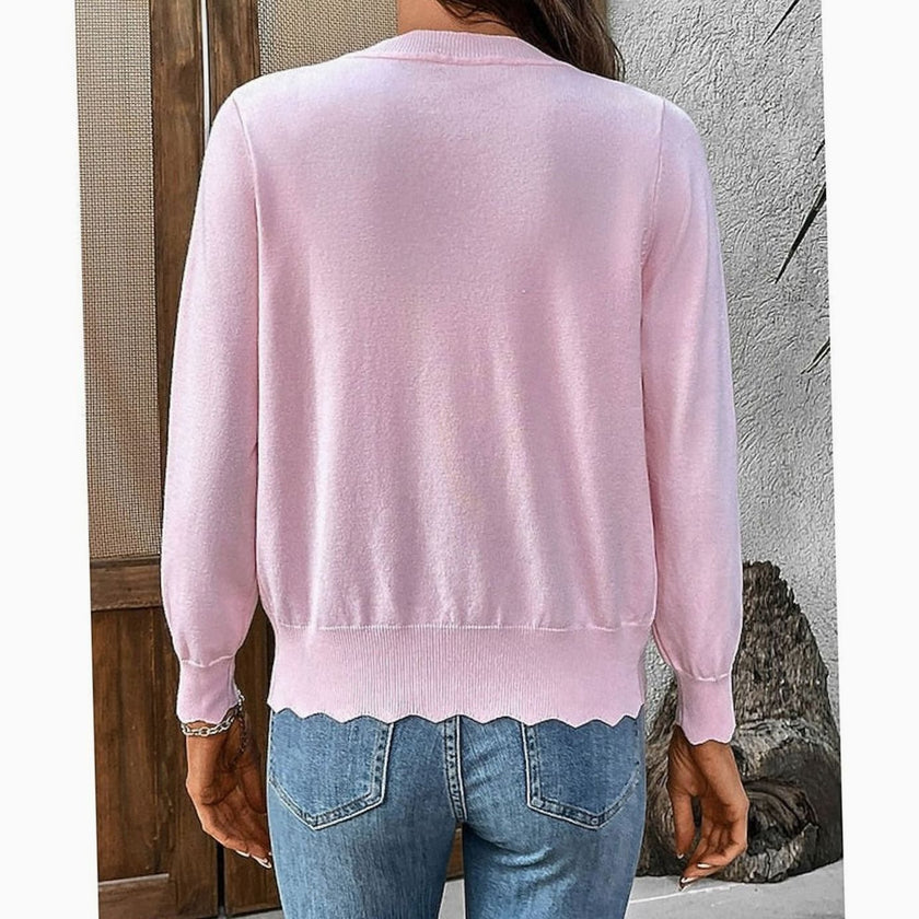 Mia | Women's V-Neck Button-Front Cardigan Knit Sweater with Cozy for Layering