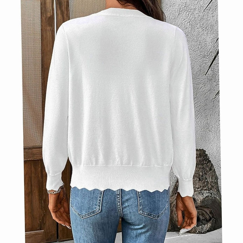 Mia | Women's V-Neck Button-Front Cardigan Knit Sweater with Cozy for Layering