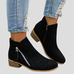 Victoria | Women's Side-Zip Low Block Heel Suede Ankle Boots