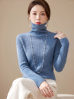Turtleneck Sweater Slim Fit Ribbed Knit Stretch Pullover Jumper | Ase