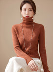 Turtleneck Sweater Slim Fit Ribbed Knit Stretch Pullover Jumper | Ase