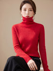 Turtleneck Sweater Slim Fit Ribbed Knit Stretch Pullover Jumper | Ase