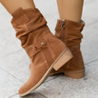 Scarlett | Women's Slouchy Faux Suede Mid Calf Knee High Boots Block Heel
