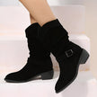 Scarlett | Women's Slouchy Faux Suede Mid Calf Knee High Boots Block Heel