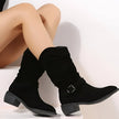 Scarlett | Women's Slouchy Faux Suede Mid Calf Knee High Boots Block Heel