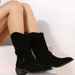 Scarlett | Women's Slouchy Faux Suede Mid Calf Knee High Boots Block Heel