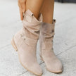 Scarlett | Women's Slouchy Faux Suede Mid Calf Knee High Boots Block Heel