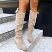 Charlotte | Women's Slouchy Over-the-Knee High Boots Flat Block Heel