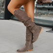 Charlotte | Women's Slouchy Over-the-Knee High Boots Flat Block Heel