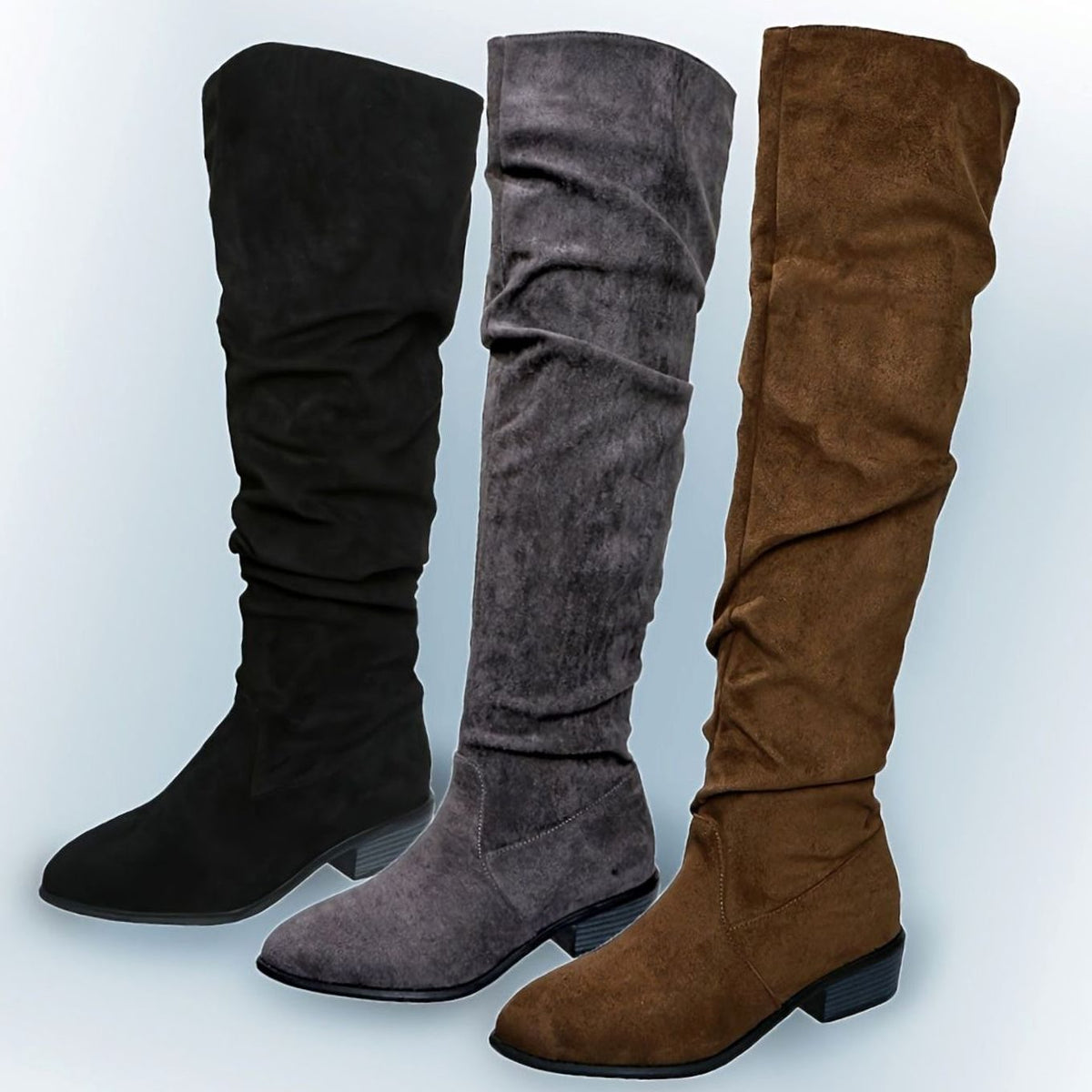 Slouchy Over-the-Knee Faux Suede Boots with Block Heel and Pointed Toe for Women | Scarlett