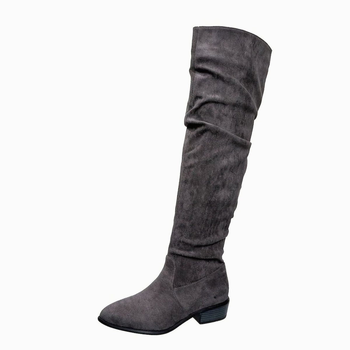 Slouchy Over-the-Knee Faux Suede Boots with Block Heel and Pointed Toe for Women | Scarlett