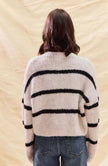 Frigg | Women's White Striped Knit Down Cardigan