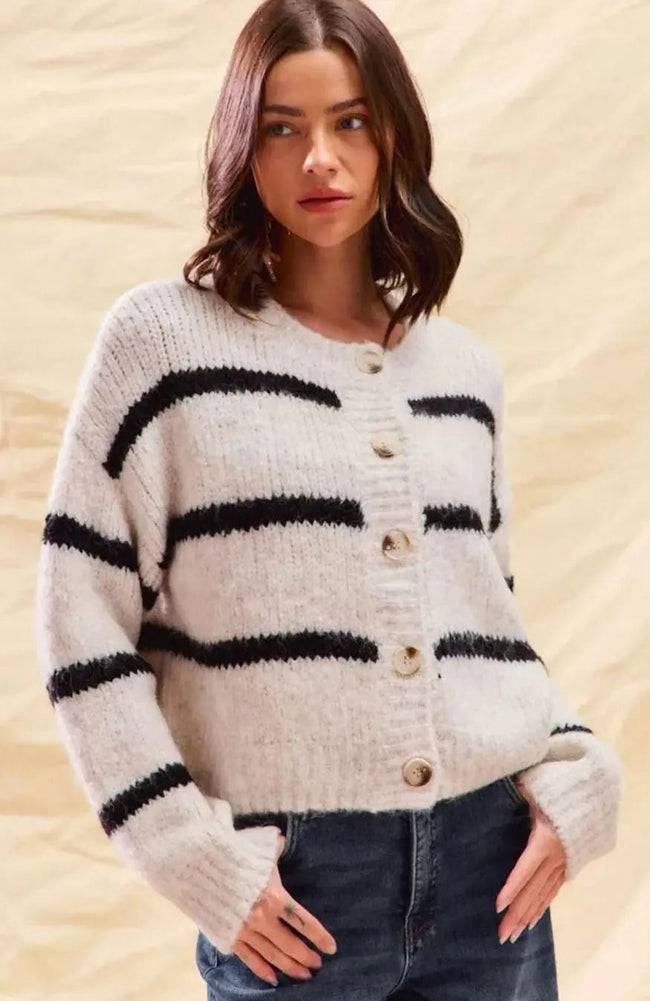 Frigg | Women's Striped Knit Cardigan