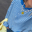 Evelyn | Women's Striped Button Front Cardigan Sweater with Cozy for Layering